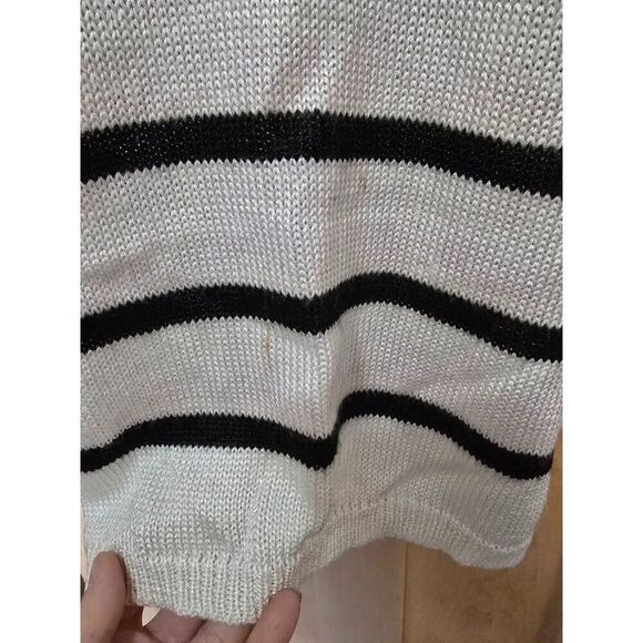 Vintage 80s Sleeveless Knit Top With Bold Geometric Design & Stripes Womens L - Picture 3 of 11